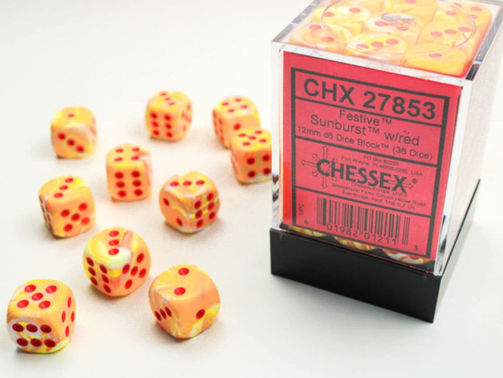 D6 12mm Festive Sunburst/red