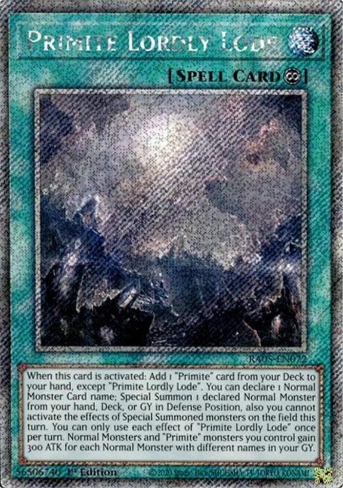 Primite Lordly Lode (Platinum Secret Rare) [RA05-EN072] Platinum Secret Rare