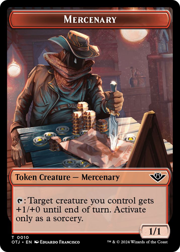 Mercenary // Plot Double-Sided Token [Outlaws of Thunder Junction Tokens]