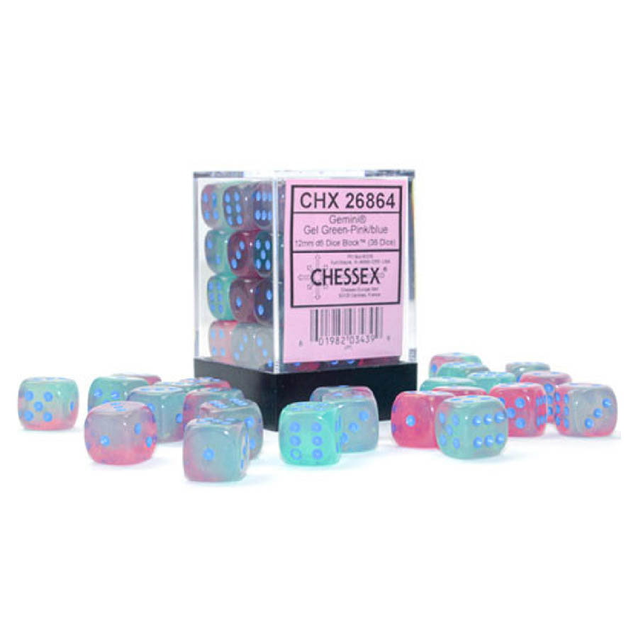 36ctGemini d6 GRN-PNK/BLU LUM