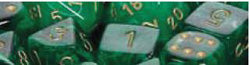 7CT VORTEX POLY DICE SET, GREEN/GOLD