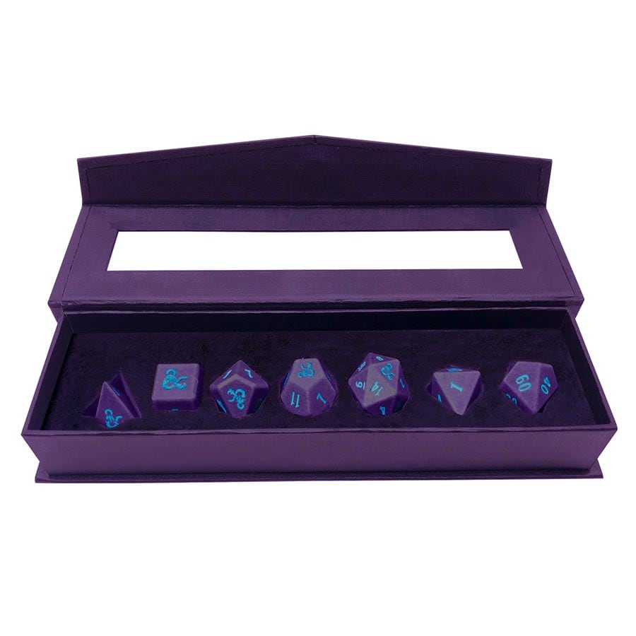 DUNGEONS AND DRAGONS: HEAVY METAL DICE: PHANDELVER CAMPAIGN ROYAL PURPLE AND SKY BLUE 7CT RPG SET
